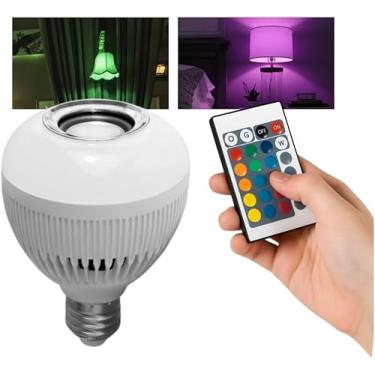 Imagem de Lâmpada LED RGB Musical Bluetooth com Controle Remoto, Bivolt, Bocal E-27, Colorida, para Quartos, Salas, Escritório e Festas