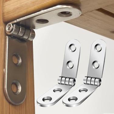 Imagem de 4/2 peças dobradiça de buffer de canto arredondado de 180 graus com aba dobrável dobradiça giratória de metal para ferragens de armário de porta de caixa de madeira (2 peças)