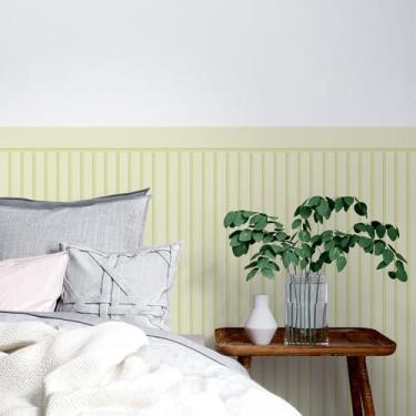 Imagem de Papel Meia Parede Ripado Decorativo – Revestimento Adesivo Estilo Madeira Ripada (Amarelo)