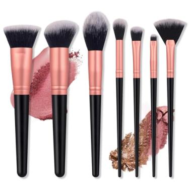 Imagem de 7 conjuntos de pincéis de maquiagem, pincéis de base, pincéis de maquiagem poderosos, corretivos para líquido, creme e pó – polido, mistura e pincel facial