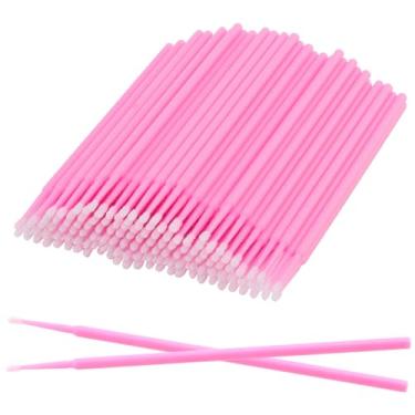 Imagem de 100 pincéis microaplicadores descartáveis para extensão de cílios Microswab para varinhas de rímel para removedor de cílios rosa (diâmetro da cabeça 2,0 mm)