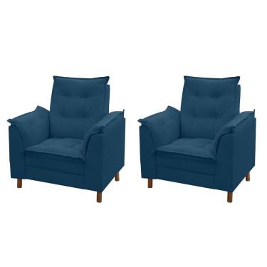 Imagem de Kit 02 Poltronas Isa Escritório Consultório Recepção Suede Azul Marinho - Mabe Magazine