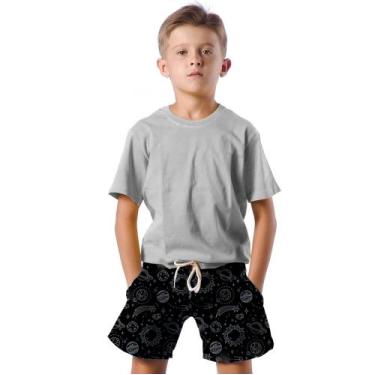 Imagem de Shorts Infantil Bermuda Calção Praia Verão Planetas Space Arte 307 - S