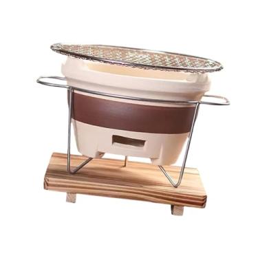 Imagem de Whtkoph Fogão de barro, fogão de chá, multiuso, carvão, churrasco, chaleira, aquecedor para mochilão, cozinha, pátio ao ar livre, 20.3x13cm