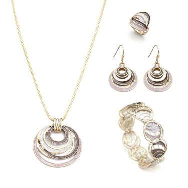 Imagem de JMScape 4 peças de joias turquesa ocidental para mulheres boho vintage navajo colar de pérolas brinco pulseira conjunto de anéis Country Cowgirl acessórios para presente, Large, Metal, Turquesa