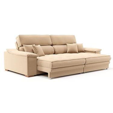 Imagem de Sofá 3 Lugares Retrátil e Reclinável Lupin Linho Bege 214 cm