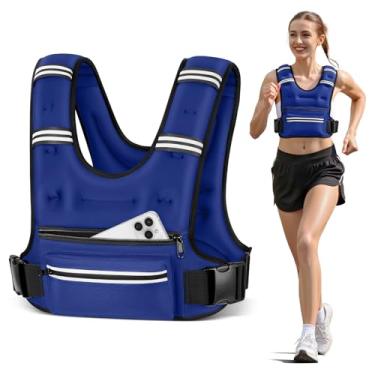 Imagem de Mieakvool Coletes ponderados para mulheres e homens, 8 12 16 9 kg colete ponderado com bolsos de armazenamento, colete de corrida com faixa refletiva, colete de peso com alças ajustáveis para corrida