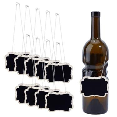 Imagem de DELORIGIN 10 etiquetas de quadro-negro com corrente de aço inoxidável 304, placa de decantador de ardósia, placas de madeira para quadro-negro, etiquetas personalizadas, quadros de mensagens para