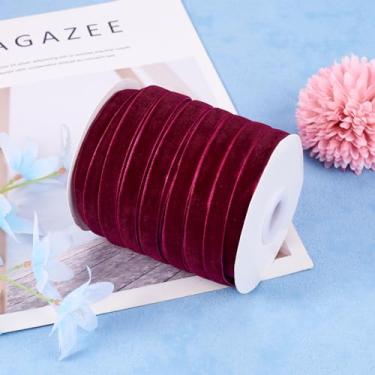 Imagem de Fita de veludo de 50 metros de largura, fita de veludo de rosto único, fitas de tecido vermelho violeta médio para embrulho de presente, artesanato, guirlanda, decoração de Natal