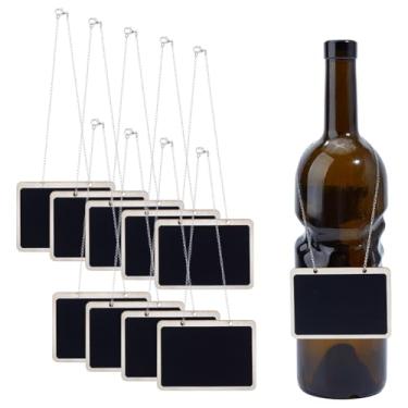 Imagem de DELORIGIN 10 etiquetas de quadro-negro com corrente de aço inoxidável 304 de madeira para quadro-negro e ardósia, placas de quadro-negro, placas de mensagens personalizadas, quadros de mensagens para