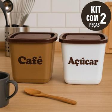 Imagem de Conjunto Porta Mantimentos Café e Açúcar 2 Potes 2100ml - Ercaplast