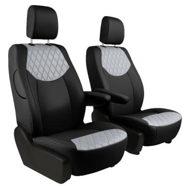 Imagem de FH Group Capas de assento de carro de ajuste personalizado feitas especificamente para Chrysler Pacifica 2021-2025 dianteiro - conjunto frontal (com DVD sem apoio de braço), neoprene Ultaflex, cinza