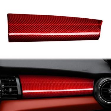 Imagem de FINMOKAL Capa de painel de painel de carro co-piloto de fibra de carbono compatível com BMW MINI Cooper F55 F56 F57 2014-2021 (vermelho, serve apenas para LHD)