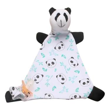 Imagem de Naninha para Bebê com Prendedor de Chupeta Bichinhos Estampada Algodão (75% Algodão, Panda)