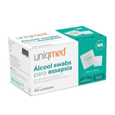 Imagem de Álcool Swab 70% Saches Lenço Umedecido Uniqmed Higiênico Cx 100 Und., 