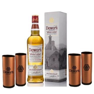 Imagem de Kit 1Whisky Dewars White Label 750ml + 4 Copos personalizados