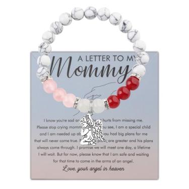 Imagem de PLITI Presente de aborto espontâneo presente de perda de gravidez Lembrança do bebê Uma carta para minha mãe anjo pulseira para mãe, Medium, Aço inoxidável, Sem Pedra Preciosa