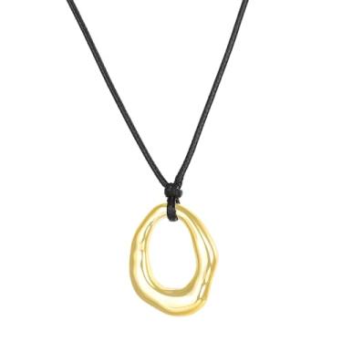 Imagem de Colar feminino boêmio, pingente de ouro grosso, joia ocidental, colar com pingente longo, gargantilha de couro chique caubói, roupas de concerto country, presentes de Natal, presentes de amizade