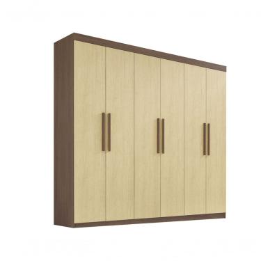 Imagem de Guarda Roupa Casal 6 Portas Sem Pés Leblon D' Doro Castanho/linho