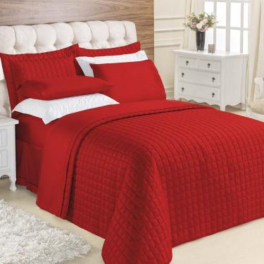 Imagem de Kit Cobre Leito Colcha Veneza King 3 Peças Hipercal 180 Fios - Vermelho