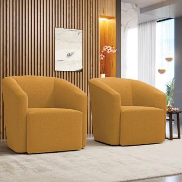 Imagem de Poltrona Sala de Estar Base Giratória Kit 2 Stella Max Bouclê Most D03