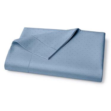 Imagem de Lane Linen Lençol de cima 100% algodão egípcio King Size (284,5 cm x 264,2 cm) - Tecido acetinado elegante, ultramacio, respirável, altamente durável - Azul francês com bolinhas suíças