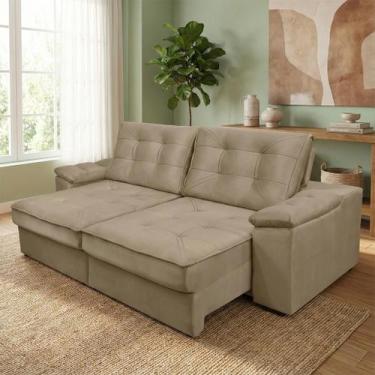 Imagem de Sofá Retrátil e Reclinável 3 Lugares Molas Ensacadas 190cm Veludo Zuri