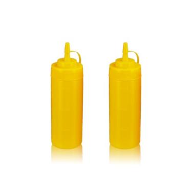 Imagem de WELKOR Garrafas de apertar para molhos, dispensador de condimentos à prova de vazamento, conjunto de garrafas de espremer de restaurante sem BPA com boca larga para ketchup, mostarda, xarope e molhos