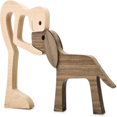 Imagem de Ornamentos de Madeira Criativos da Família Filhotes Cachorro Decorações Mesa Artesanatos Decoração Casa Nórdica Estilo Escandinavo Natural Presentes Quentes e Curativos Memória Animais Estimação