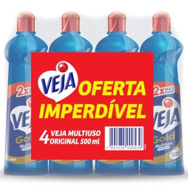 Imagem de Kit com 4 Limpadores Veja Gold Multiuso Original 500ml, Veja, Azul