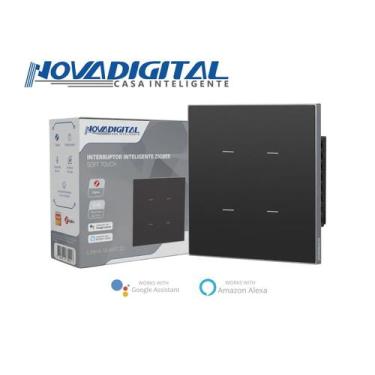 Imagem de Interruptor Inteligente Zigbee Soft Touch 4 teclas Quartzo da NovaDigi