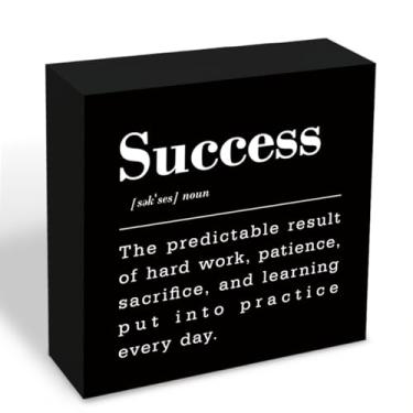 Imagem de Placa de escritório de definição de sucesso inspiradora decoração de mesa de madeira minimalista design quadrado premium decoração de mesa de escritório para local de trabalho durável e portátil