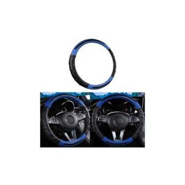 Imagem de Sandfren Capa de volante de carro de fibra de carbono, protetor de volante antiderrapante de couro respirável de 38 cm, acessórios de decoração de interiores automotivos, universal para caminhão SUV