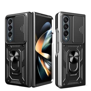 Imagem de Asuwish Capa de telefone para Samsung Galaxy Z Fold 4 5G 2022 com capa de câmera deslizante e protetor de tela de vidro temperado suporte anel suporte acessórios de celular híbrido ZFold4 Z4 Fold4 4Z
