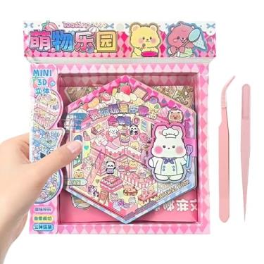 Imagem de SZXYCZL Cute Miniature Scene 14 Sets DIY 3D Stickers Scene Book Multiple Scenarios, Make You Own Mini House Sticker Therapy for Teen Adult Relief Pass The Time-Cute Land