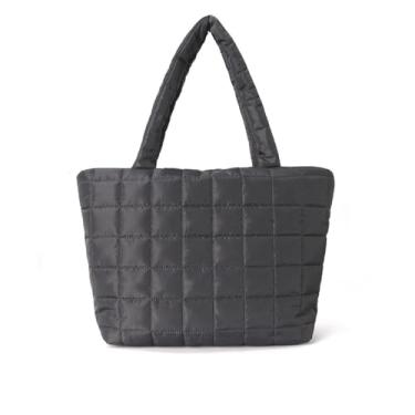 Imagem de Sacola forrada com lã, bolsa de ombro espaçosa nas axilas com interior macio, bolsa feminina, Cinza