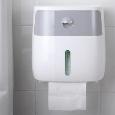 Imagem de Zhjvihx Suporte de Higiênico Montado na Parede, Punch Punch Double Cayer Hanite Tissue Box Com Gaveta para Banheiro da Família