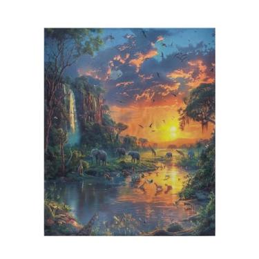 Imagem de Blueangle Cobertor de animais africanos super macio e quente, 127 x 152 cm, leve para todas as estações, aconchegante cobertor para cama, sofá, sofá, fácil de cuidar (370)