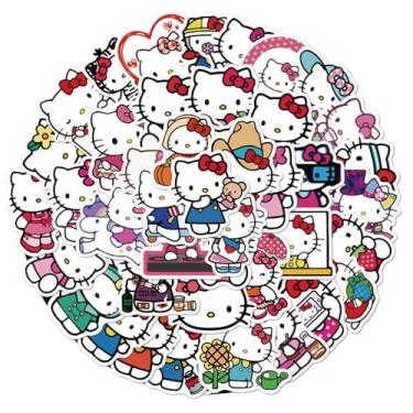 Imagem de Adesivos Hello Kitty para garrafas de água 50 peças adesivos bonitos, impermeáveis, bonitos e modernos, adequados para copos, telefones, bicicletas, guitarras, malas, piano, skate.