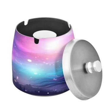 Imagem de Blueangle Lindo cinzeiro de cavalo com tampa para cigarros, à prova de vento/chuva, aço inoxidável, sem fumaça, inodoro, cinzeiro para uso interno ou externo (268)