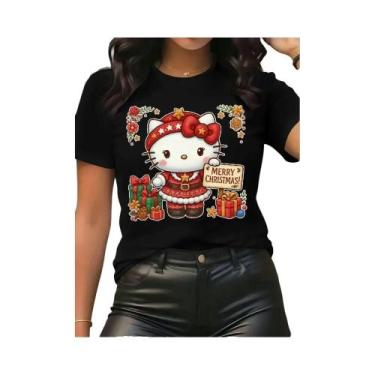 Imagem de Camiseta Feminina De Natal Hello Kitty Com Gola Redonda E Manga Curta,