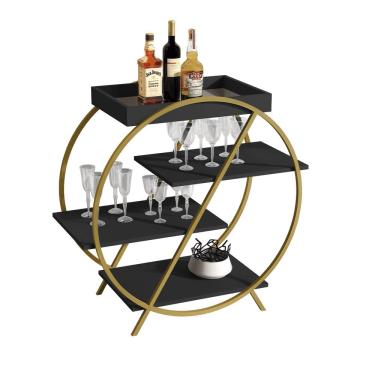 Imagem de Adega Jb 4009 Luxo Preto Pe Dourada - Moveis Jb