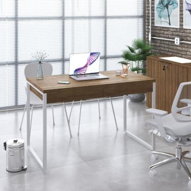 Imagem de Mesa Office 120x60x75cm C/02 Gavetas Kuadra Lâmina Mel - Est.branca