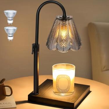 Imagem de Gorrzai Lâmpada de aquecedor de velas com temporizador regulável, presentes de aniversário de Natal para mulheres, presentes de aquecimento de casa, nova decoração de casa, abajur de folha, altura