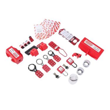 Imagem de RiToEasysports Kit de Bloqueio e Etiquetagem Conjunto de 10 Cadeados LOTO Com Travas de Disjuntor e Ferrolhos de Segurança para Segurança Elétrica Industrial, Caixa de Armazenamento de Nylon