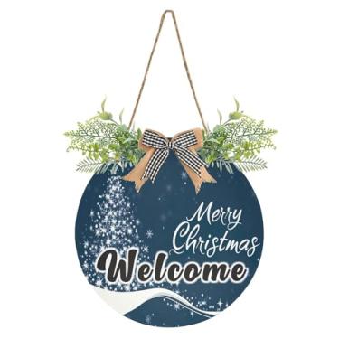 Imagem de YETTASBIN Placa de boas-vindas para árvore de Natal, placa de parede à prova d'água, guirlanda decorativa de alpendre para inauguração de casa, quintal, jardim, decoração de férias, 30 x 30 cm
