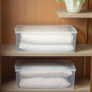 Imagem de Caixa Organizadora Multiuso Up 80L Transparente Lisa Com Tampa Ideal P