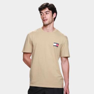 Imagem de Camiseta Tommy Jeans Essential Flag Masculina, Bege, GG