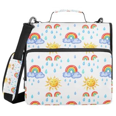 Imagem de xigua Fichário colorido com zíper arco-íris com alça de ombro e alça para transporte fácil, fichário de 3 anéis de 3 cm para escola, painel de expansão e arquivo expansível