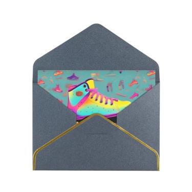 Imagem de Patins coloridos impressos cartões comemorativos para todas as ocasiões, convites de festa de aniversário de casamento, 12,7 x 15,2 cm